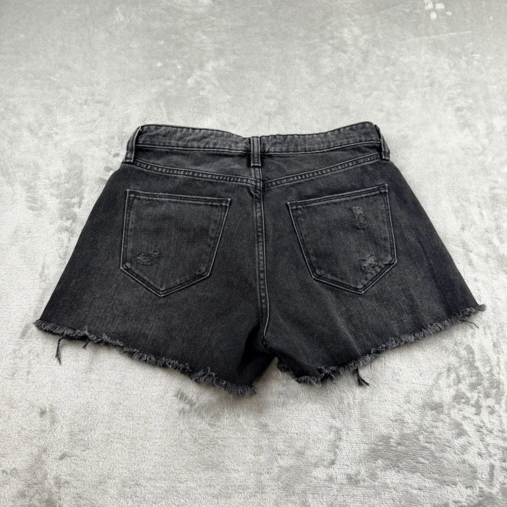Arizona Jean Co Black Distressed Denim Shorts Women's Size 7 Hi-Rise Cotton